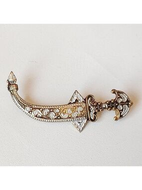 VINTAGE Damascene SPAIN Dagger Pin Brooch Sword Ornate